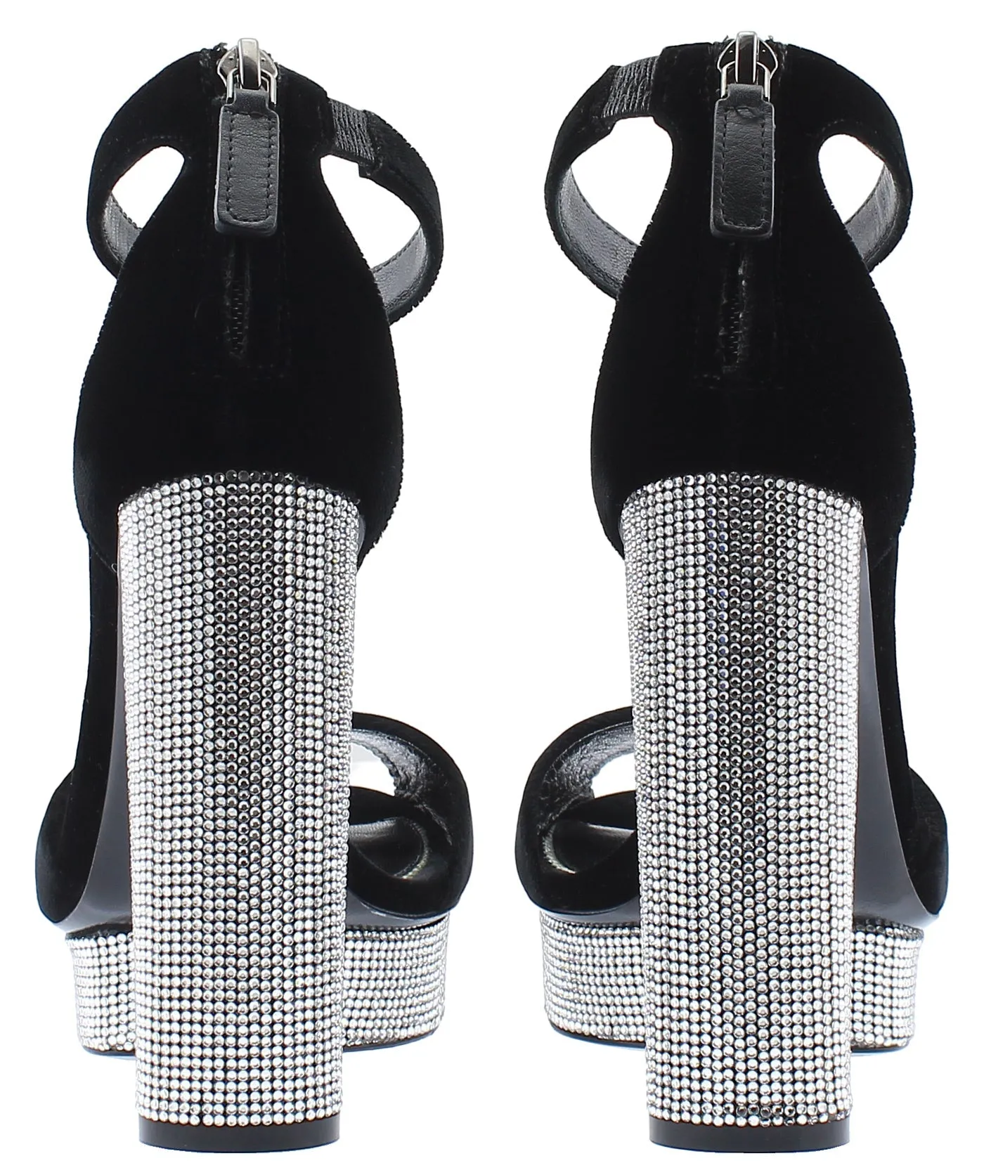 Velvet Crystal Platform Sandals