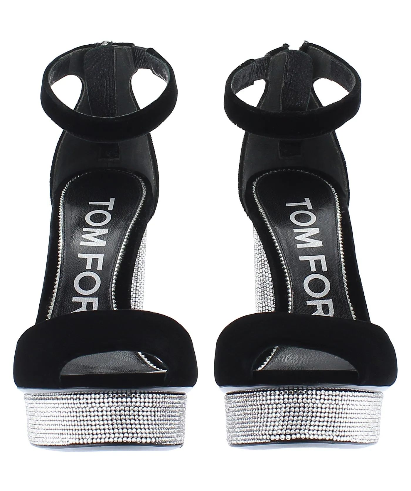 Velvet Crystal Platform Sandals