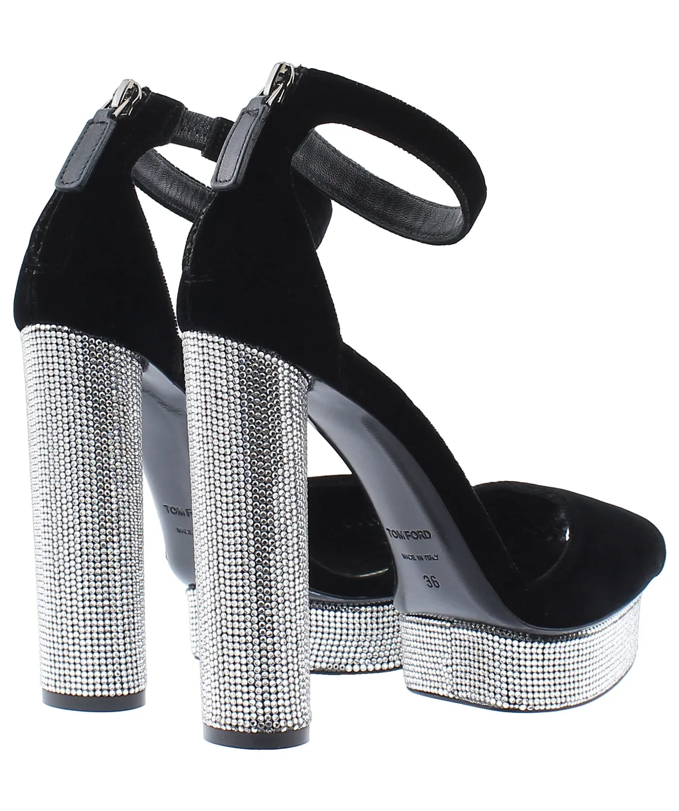 Velvet Crystal Platform Sandals