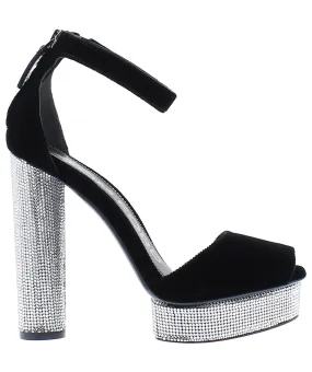 Velvet Crystal Platform Sandals