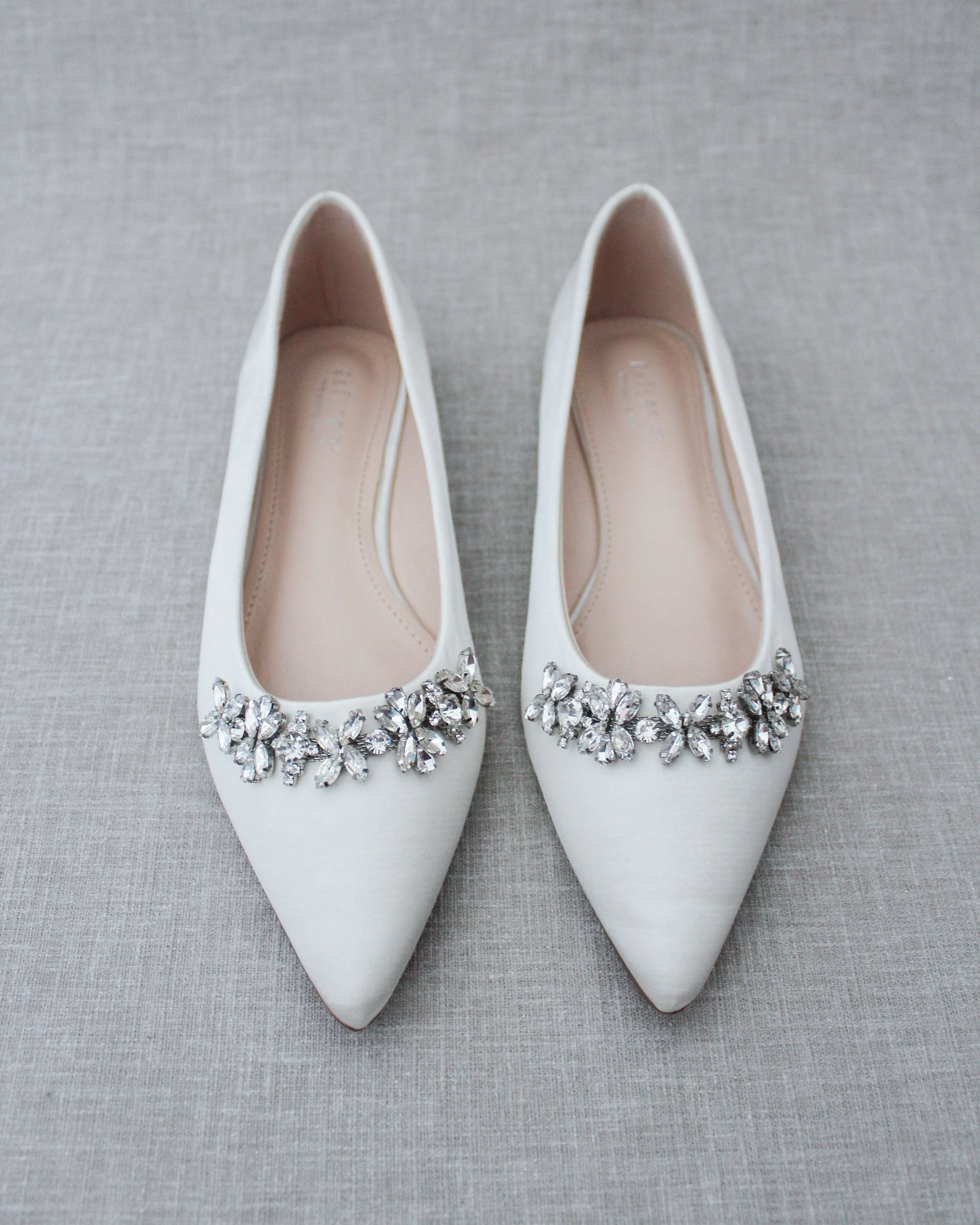 Wedding Flats with Floral Rhinestones Details