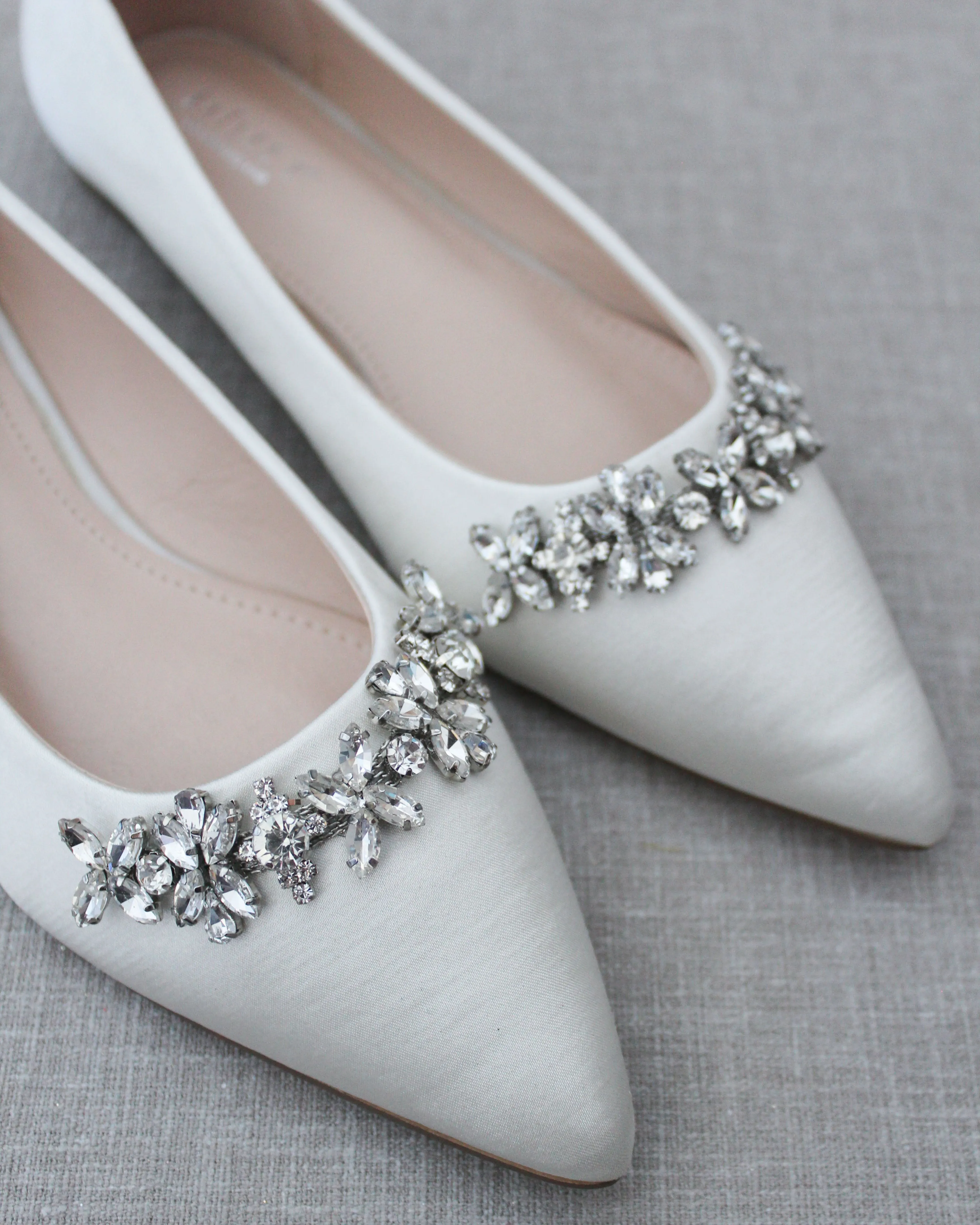 Wedding Flats with Floral Rhinestones Details