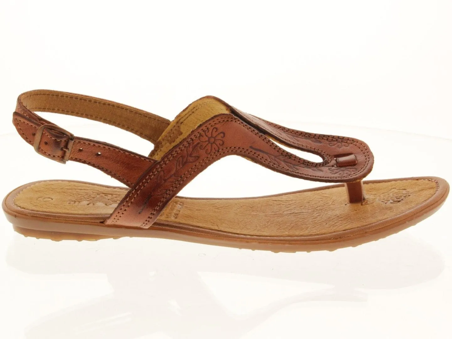 Womens Authentic Huaraches Real Leather Sandals T-Strap Cognac - #549