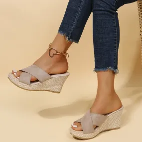 Women's Cross-Strap Wedge Sandals
