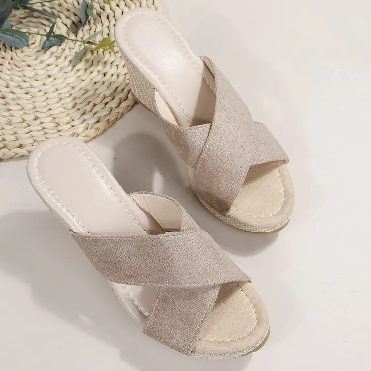 Women's Cross-Strap Wedge Sandals