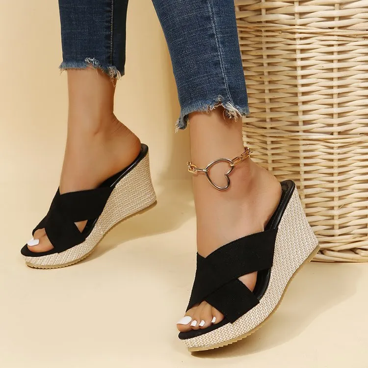 Women's Cross-Strap Wedge Sandals