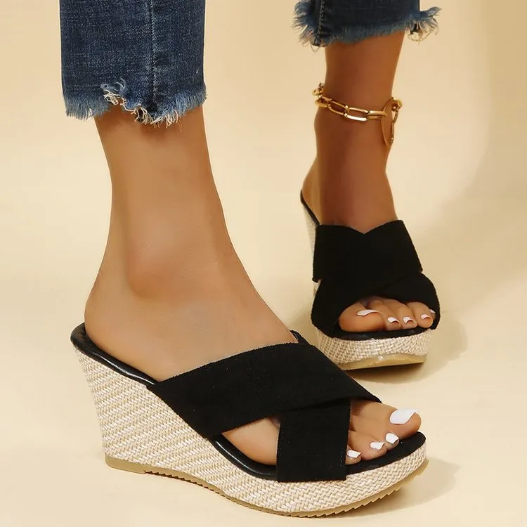 Women's Cross-Strap Wedge Sandals