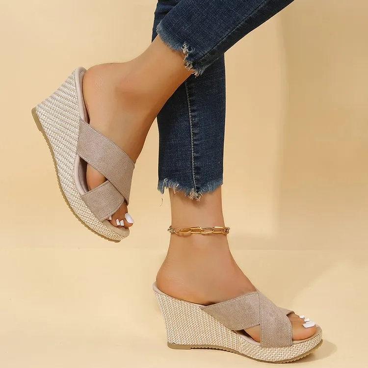 Women's Cross-Strap Wedge Sandals