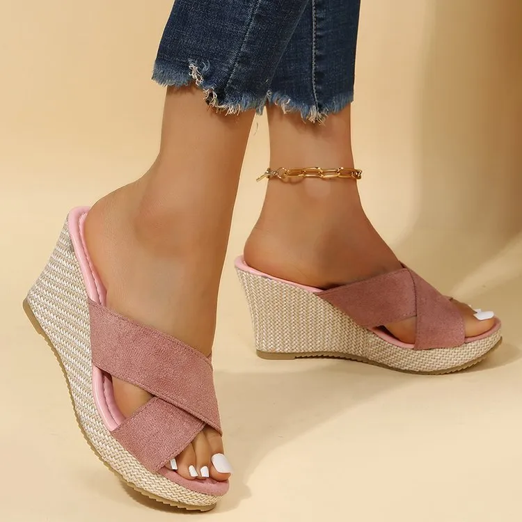 Women's Cross-Strap Wedge Sandals