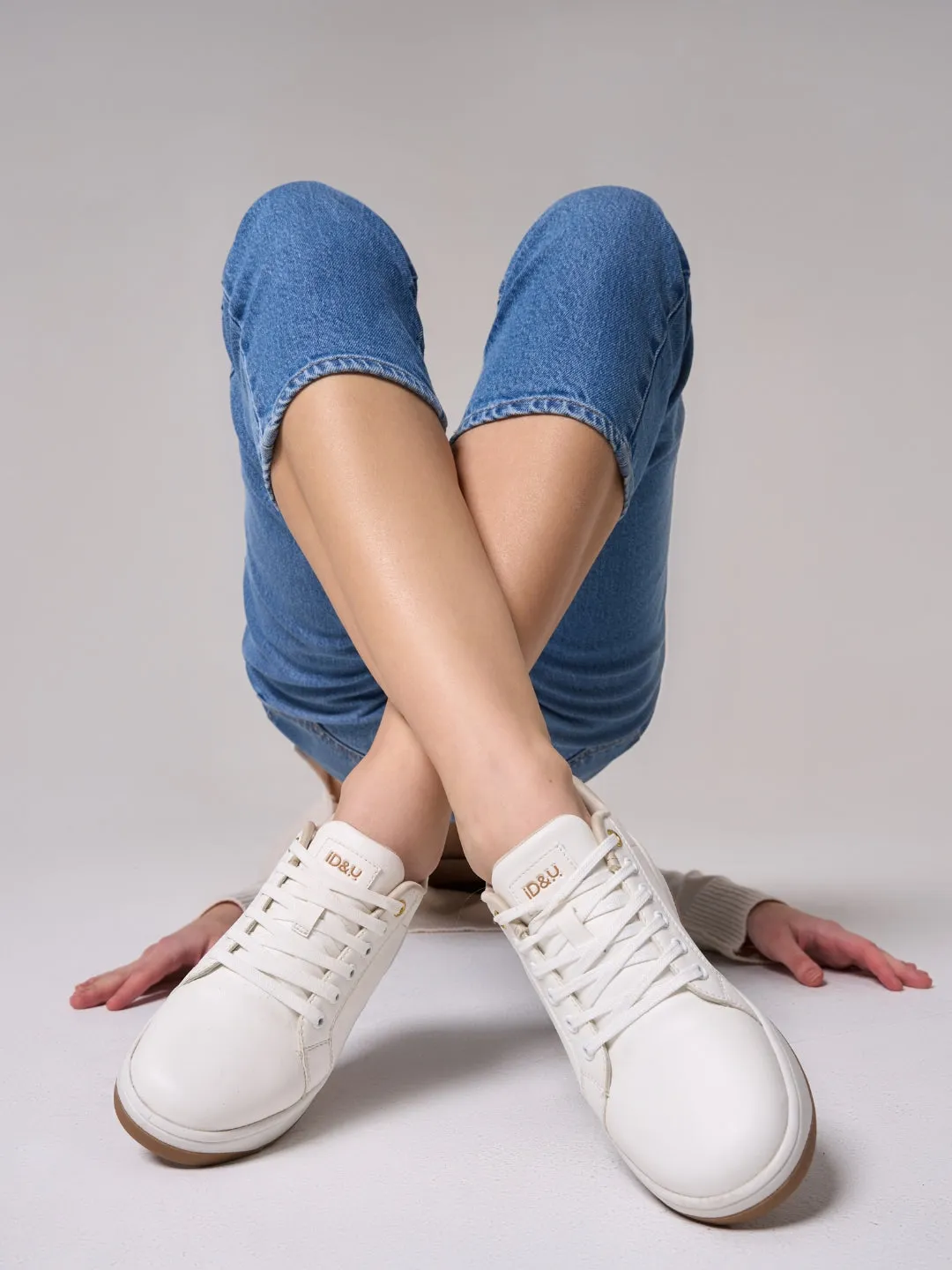 Women's White/Gold Platform Sneakers (IU1012)