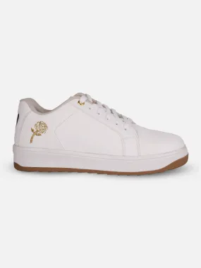 Women's White/Gold Platform Sneakers (IU1012)