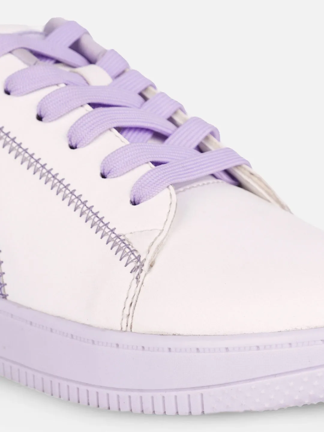 Women's White/Lilac Platform Sneakers (IU1015)