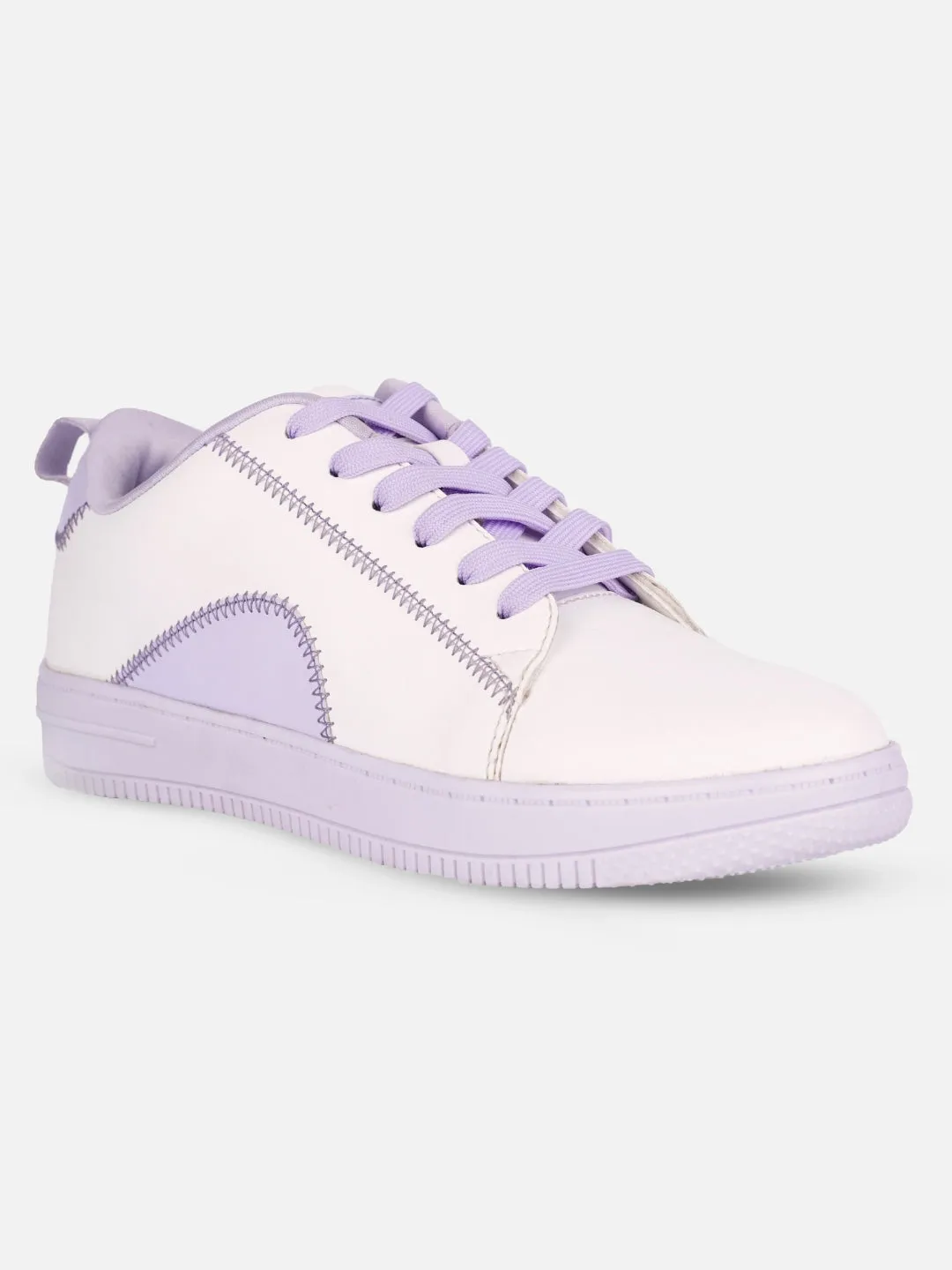 Women's White/Lilac Platform Sneakers (IU1015)
