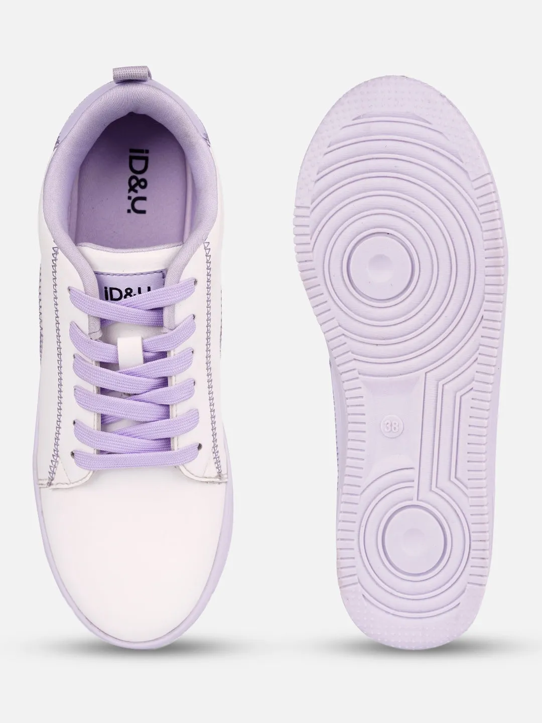 Women's White/Lilac Platform Sneakers (IU1015)