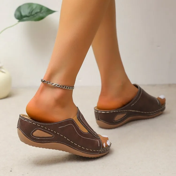 Women’s Wide Strap Wedge Heel Sandals